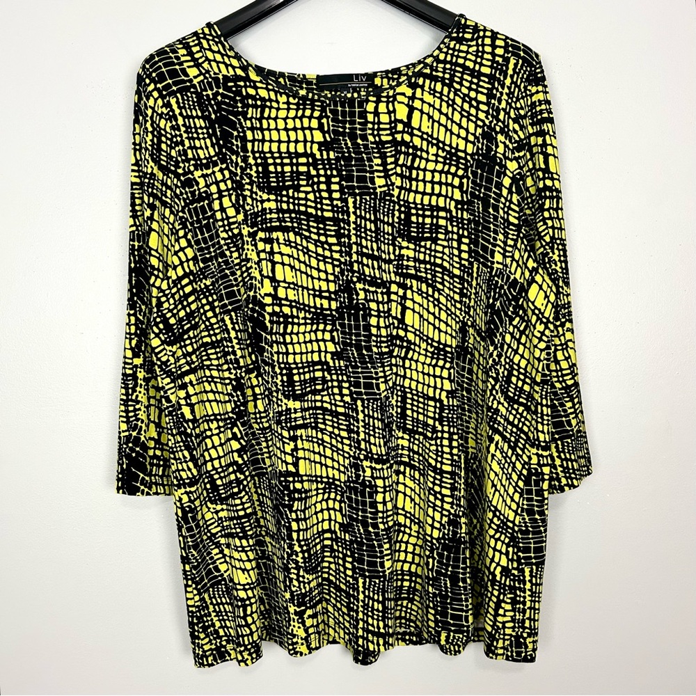 Liv by Habitat Jersey Knit Top Women’s Size XL Abstract Colorful Artsy Boho